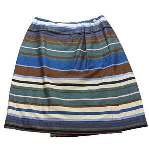 Bechamel Vintage Women's Cotton Multi-Color Stripped Wrap Around Skirt Size 8